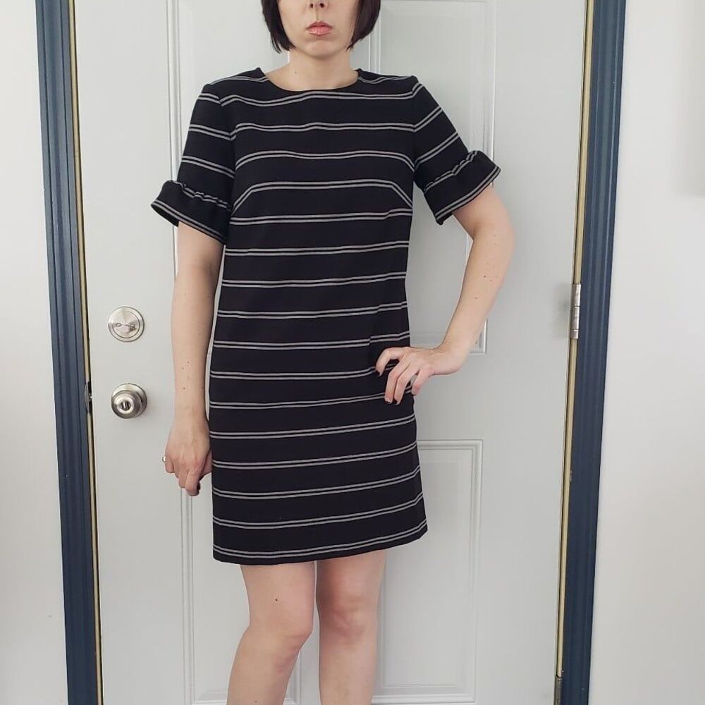Loft Black and White Striped Dress